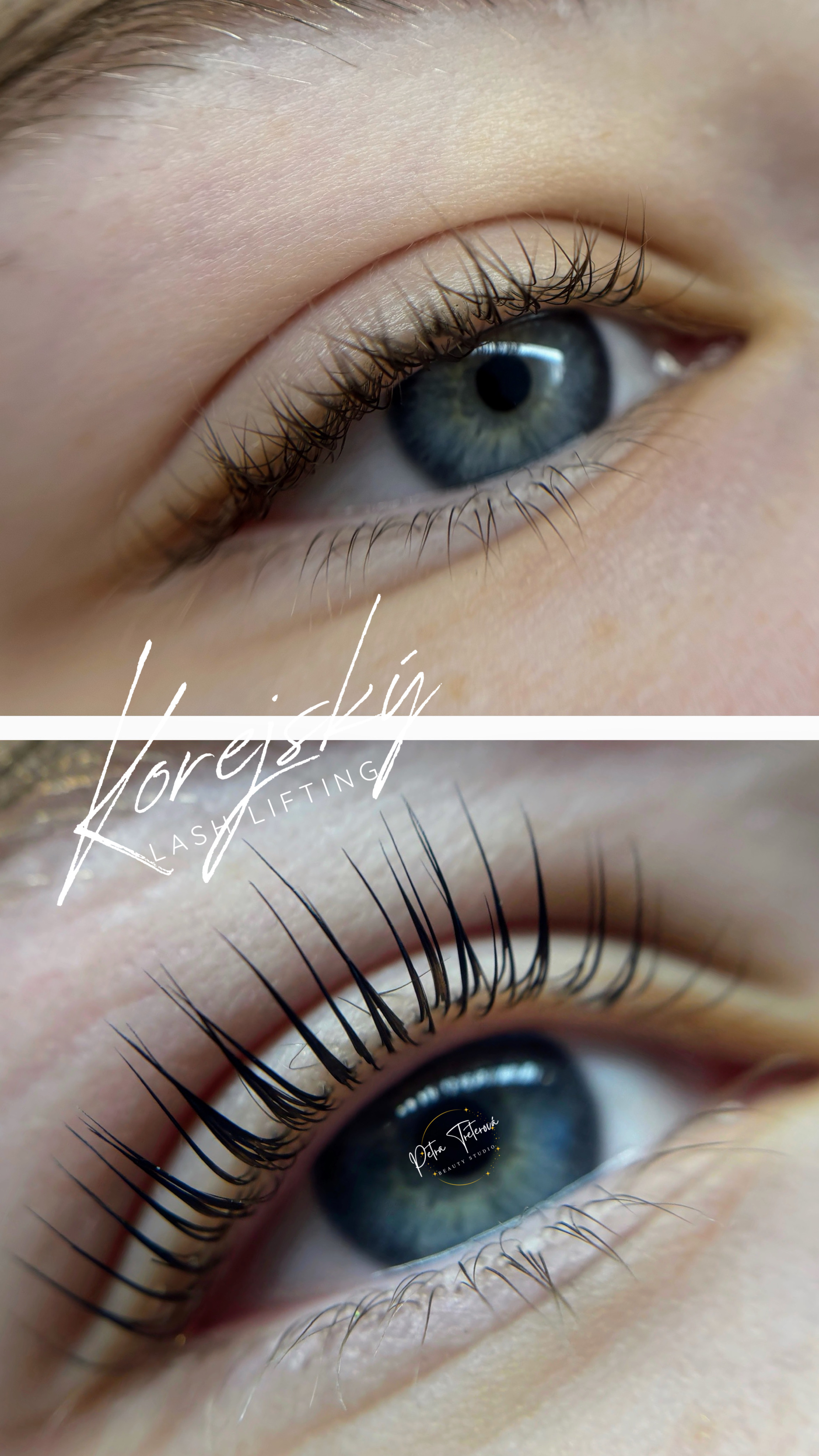 Před a po korejském lash liftingu